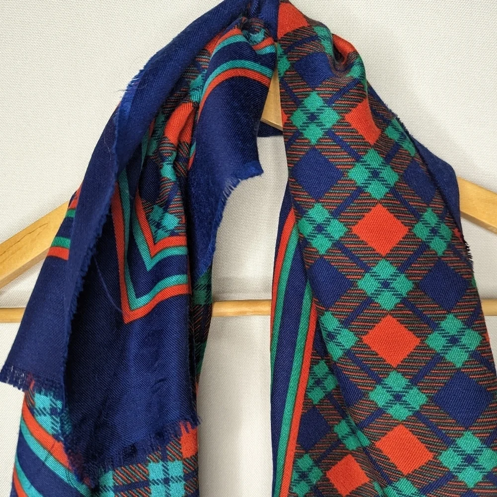 Blue Red‎ and Green Plaid Pattern Square Scarf